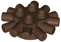 Duplo Brick Round 2 x 2 with Radiating Bars (Camp Fire / Nest) in Brown