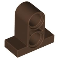 Technic Pin Connector Plate 1 x 2 x 1 2/3 [Two Holes On Top] in Brown