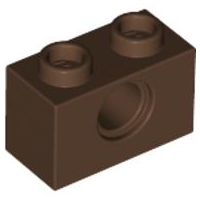 Technic Brick 1 x 2 [1 Pin Hole] in Brown