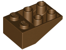 Brick Sloped Inverted 33° 3 x 2, No Connections between Studs, Ovoid Bottom Pin in Brown
