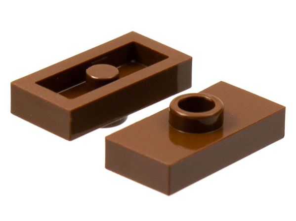 Plate Special 1 x 2 with 1 Stud without Groove (Jumper) in Brown