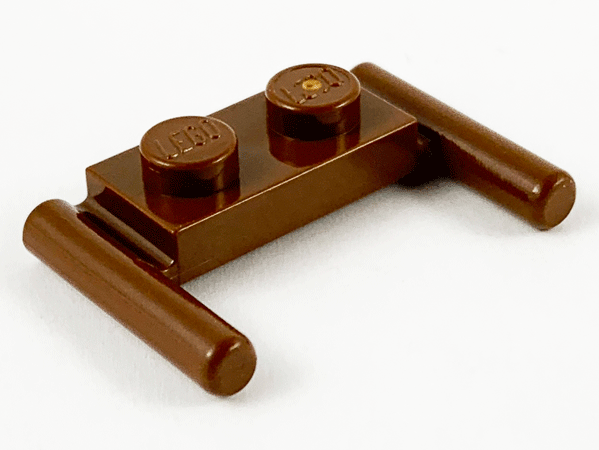 Plate Special 1 x 2 with Handles [Flat Ends / Low Attachment] in Brown