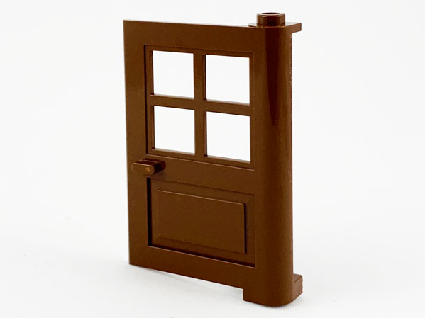 Door 1 x 4 x 5 with 4 Panes, Squared Base in Brown