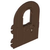 Door 1 x 4 x 6 Round Top with Window and Keyhole, Non Reinforced Edge in Brown