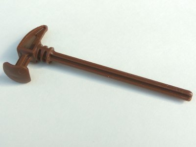 Large Figure Weapon Sword, Long Axle Hammer 1 x 10 in Brown