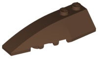 Brick Wedged, Curved 6 x 2 Left, Inner Ridges in Brown