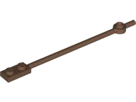 Bar 1 x 12 with 1 x 2 Plate End with Solid Studs and 1 x 1 Round Plate End in Brown