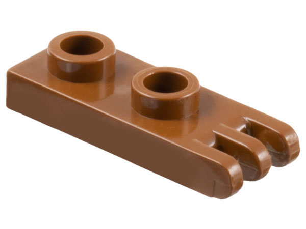 Hinge Plate 1 x 2 with 3 Fingers [Hollow Studs] in Brown