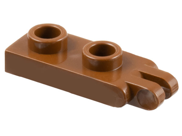 Hinge Plate 1 x 2 with 2 Fingers and Hollow Studs in Brown