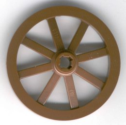 Wheel Wagon Large (33mm D.), hole notched for wheels holder pin in Brown
