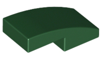 Brick Curved 2 x 1 No Studs [1/2 Bow] in Dark Green