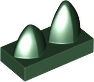 Tile Special 1 x 2 with Two Vertical Teeth / Tooth in Dark Green