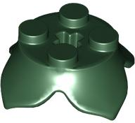 Plant, Leaves, Round 2 x 2 x 2/3 with + Axle Hole and 4 Leaf Extensions in Dark Green