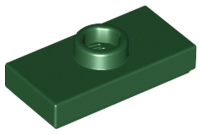Plate Special 1 x 2 with 1 Stud with Groove and Inside Stud Holder (Jumper) in Dark Green
