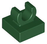 Tile Special 1 x 1 with Clip with Rounded Edges in Dark Green