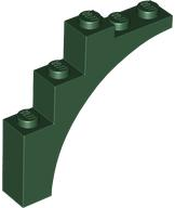 Brick Arch 1 x 5 x 4 [Continuous Bow, Raised Underside Cross Supports] in Dark Green