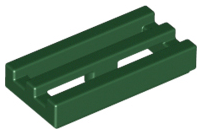 Tile Special 1 x 2 Grille with Bottom Groove in Dark Green