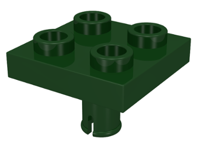 Plate Special 2 x 2 with Pin on Bottom in Dark Green