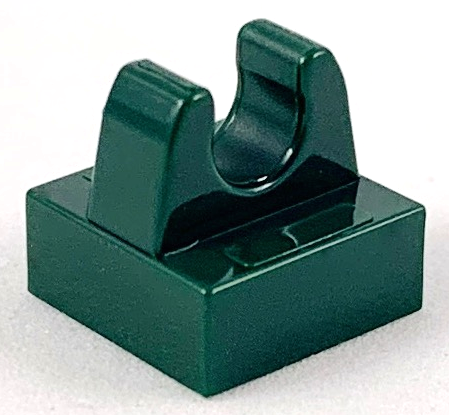 Tile Special 1 x 1 with Clip and Straight Tips in Dark Green