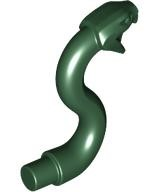 Animal, Snake Head with Open Mouth, Fangs and Curved Neck with Bar in Dark Green