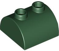 Brick Curved 2 x 2, Two Top Studs in Dark Green
