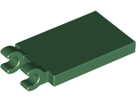 Tile Special 2 x 3 with 2 Clips [Thick Open O Clips] in Dark Green