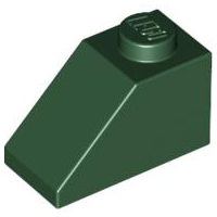Brick Sloped 45° 2 x 1 with Bottom Pin in Dark Green