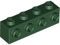 Brick Special 1 x 4 with 4 Studs on One Side in Dark Green