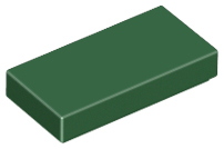 Tile 1 x 2 with Groove in Dark Green