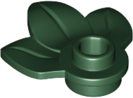 Plant, Plate 1 x 1 Round with 3 Leaves in Dark Green