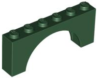 Brick Arch 1 x 6 x 2 - Thick Top with Reinforced Underside in Dark Green
