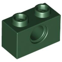 Technic Brick 1 x 2 [1 Pin Hole] in Dark Green