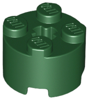 Brick Round 2 x 2 with Axle Hole in Dark Green