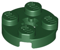 Plate Round 2 x 2 with Axle Hole Type 1 (+ Opening) in Dark Green