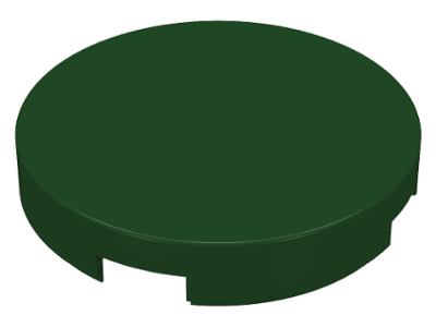 Tile Round 2 x 2 with Bottom Cross in Dark Green