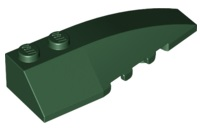 Brick Wedged, Curved 6 x 2 Right, Inner Ridges in Dark Green