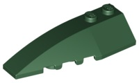 Brick Wedged, Curved 6 x 2 Left, Inner Ridges in Dark Green
