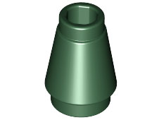 Cone 1 x 1 [Top Groove] in Dark Green