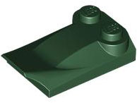 Brick Wedged, Curved 2 x 3 x 2/3 Two Studs, Wing End in Dark Green