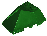 Brick Wedged, Sloped 4 x 4 Pyramid Center in Dark Green