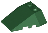 Brick Wedged, Sloped 4 x 4 Triple, Stud Notches in Dark Green
