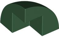 Brick Round Corner, Curved 2 x 2 x 1 2/3 Quarter Dome with 1 Cutout in Dark Green