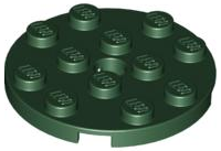 Plate Round 4 x 4 with Pin Hole in Dark Green