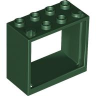 Window 2 x 4 x 3 Frame with Hollow Studs in Dark Green