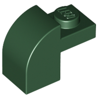 Brick Curved 1 x 2 x 1 1/3 with Curved Top in Dark Green