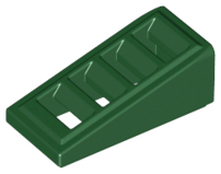 Brick Sloped 18° 2 x 1 x 2/3 with 4 Slots / Grate in Dark Green