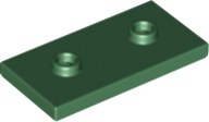 Plate Special 2 x 4 with Groove and Two Center Studs (Jumper) in Dark Green