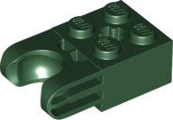 Technic Brick Special 2 x 2 with Ball Socket Wide and Axle Hole, No Arm Holes in Dark Green