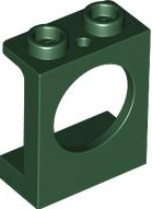 Window 1 x 2 x 2 Plane, Round Hole in Dark Green