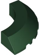 Brick Round Corner 5 x 5 x 1 Slope, Bottom Cut Outs, No Studs, Flat Top in Dark Green